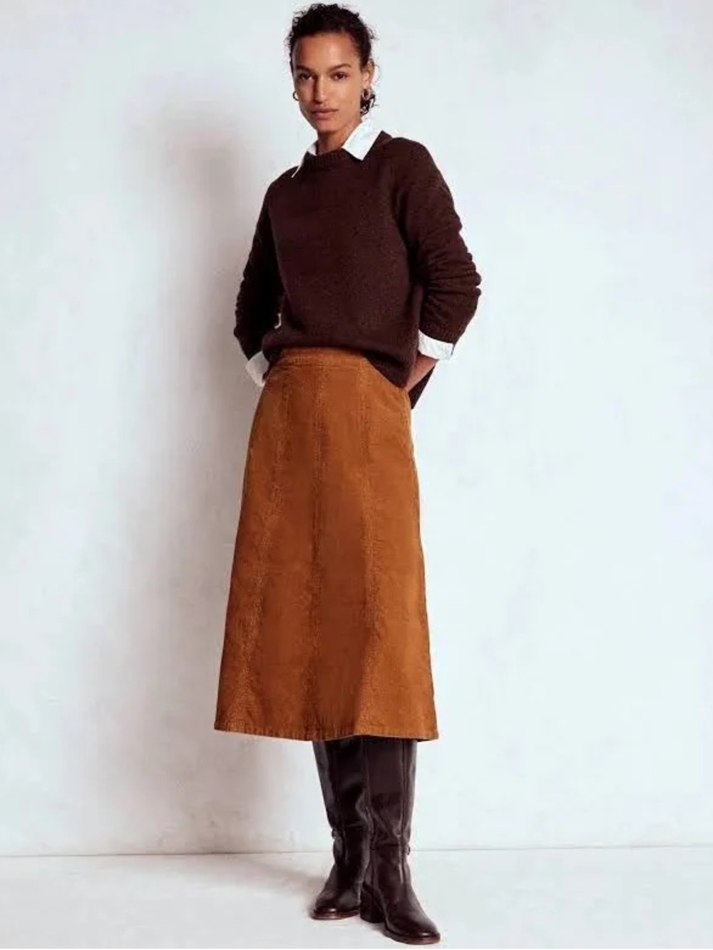 Boden Joy Corduroy Skirt in Ginger Brown, Like new, size 4L